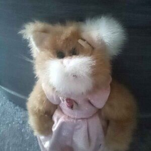 TY 1993 9" POUNCER THE CAT ATTIC TREASURES W/PINK JUMPER